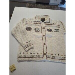 Woolrich Women’s Cotton Cardigan Sweater Collared Size M dutch Sampler